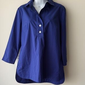 HINSON WU Aileen Blue Tunic Top 3/4 Sleeve Modern Minimalist Workwear Size 6
